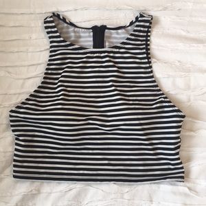Striped swim suit top.
